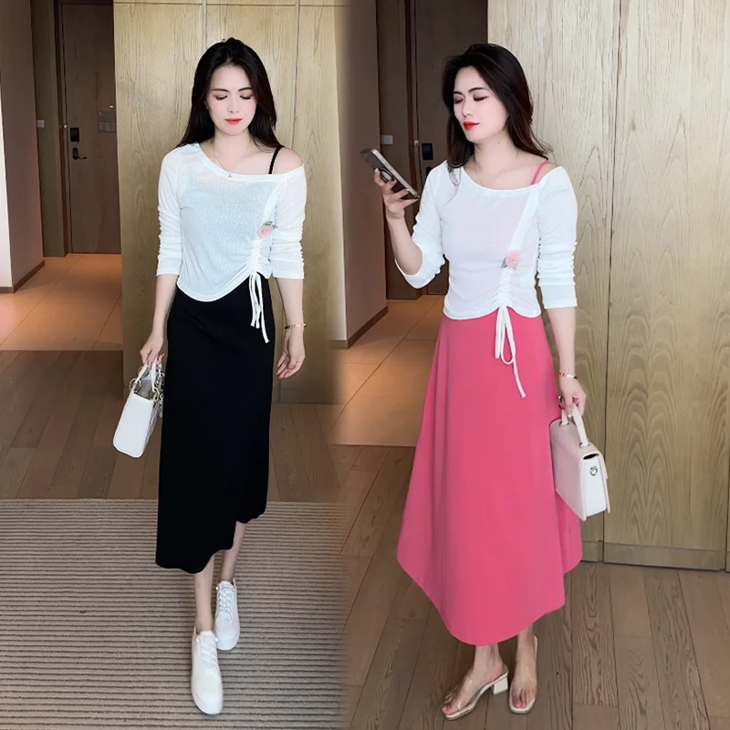 连衣裙春秋2025新款今年流行时尚早秋装洋气女装减龄两件套装裙子