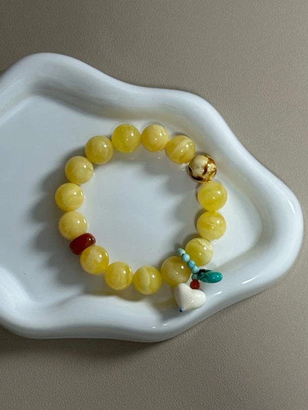 禾玺缘蜜蜡圆珠单圈白花原创设计手串多样式发货