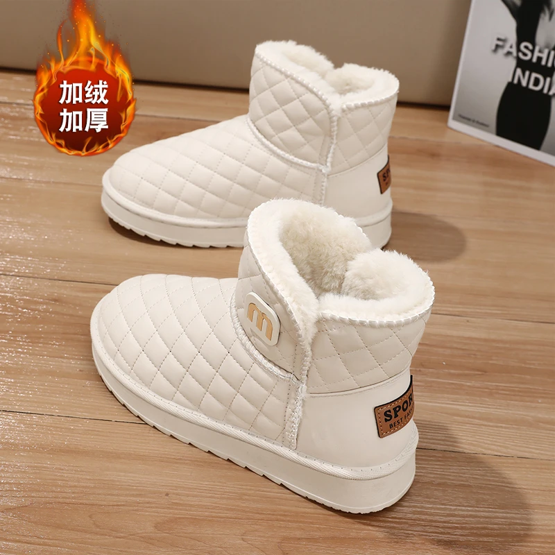雅麦斯防水雪地靴女款2025冬季新款加绒加厚面包鞋子东北大棉鞋女