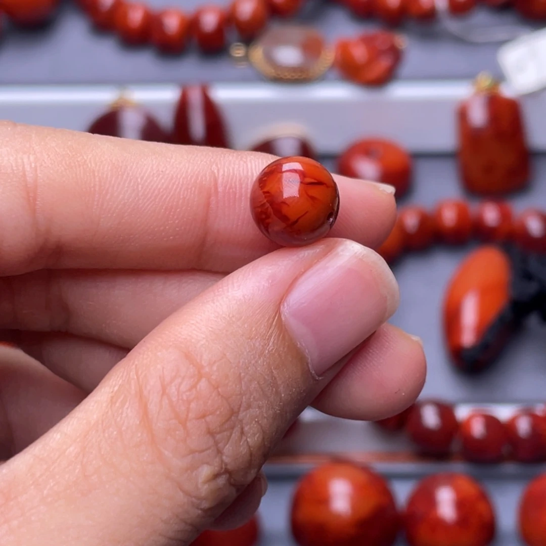 G***U南红玛瑙其他未镶嵌原矿瓦西火焰柿子单珠