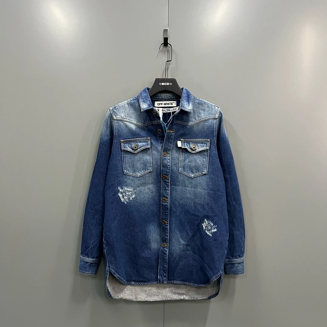 95新 OFF-WHITE （cc） 蓝色水洗牛仔 XS码/bc012196