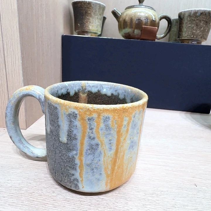 建水紫陶白泥柴烧杯微瑕阿*