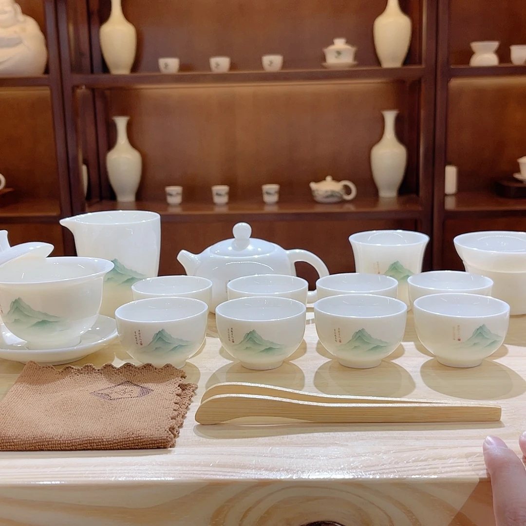 瓷片玄致羊脂玉瓷茶具套装
