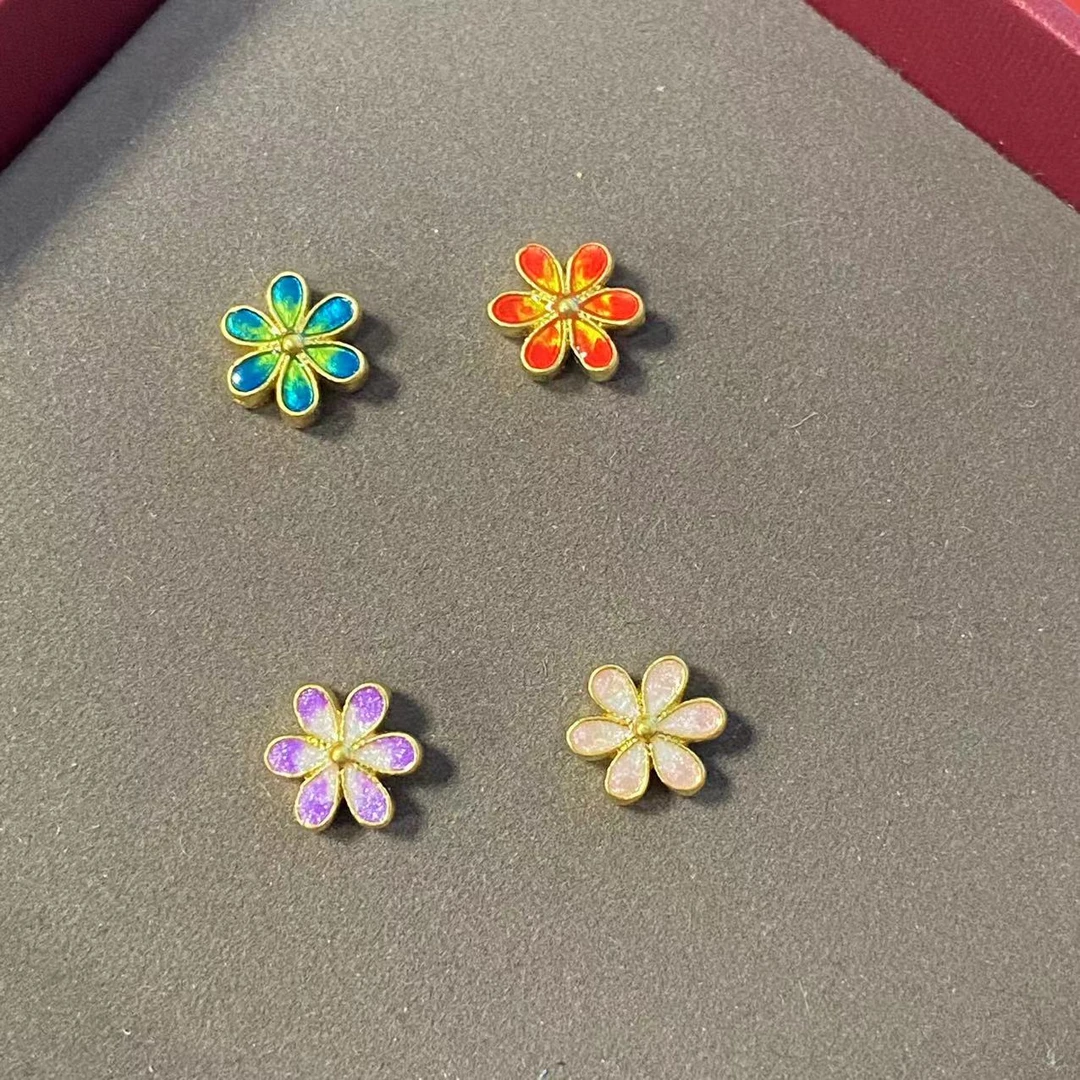 足金999双面烧蓝六瓣花穿 白玛 瑙@@A106/ 多样性发1个