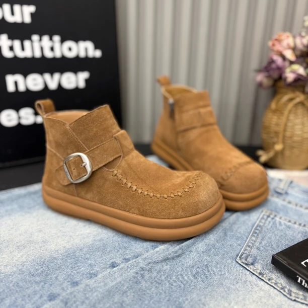 小雨家【韩版】秋冬时尚百搭潮流真皮休闲平底早秋低帮拉链短靴