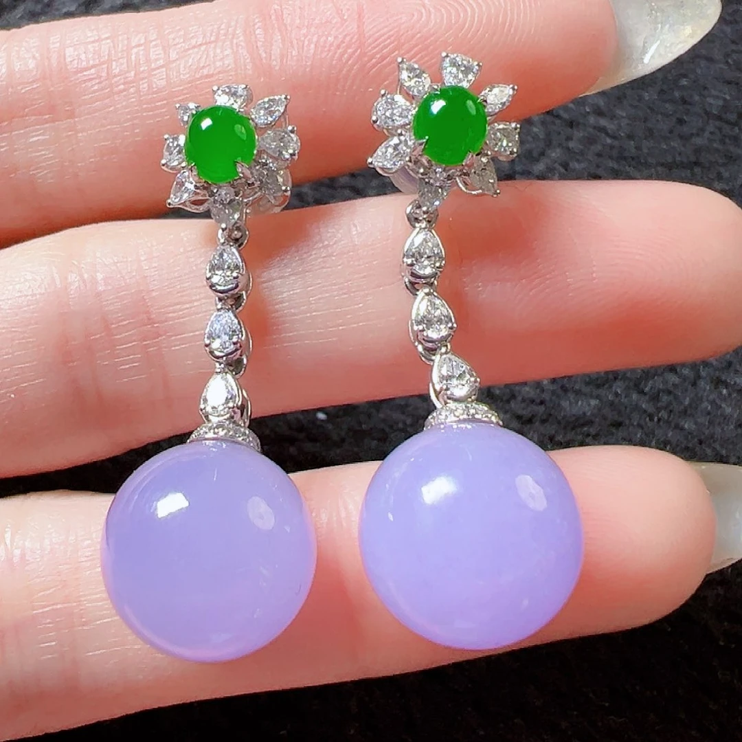 翡翠耳饰18K金镶嵌签收后24小时鉴赏期，过时不退