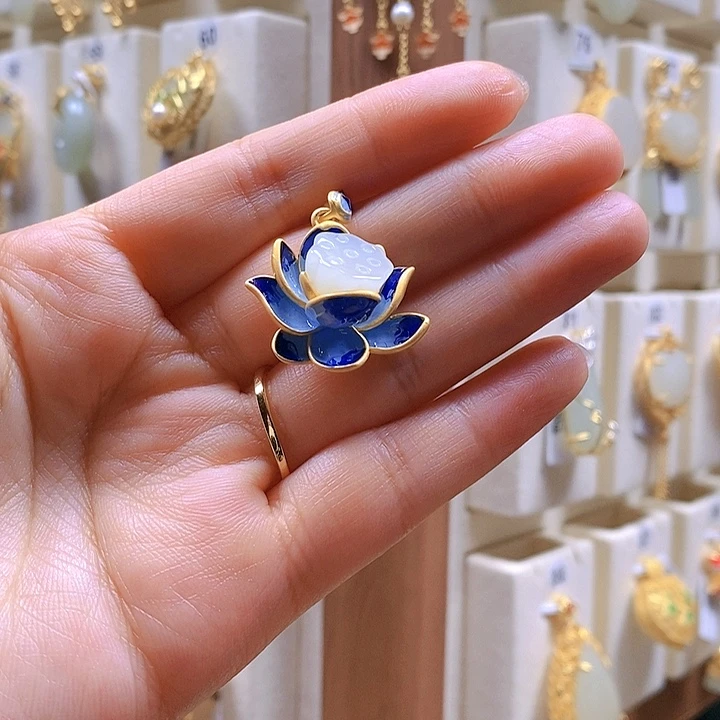 和田玉颈饰银S925镶嵌