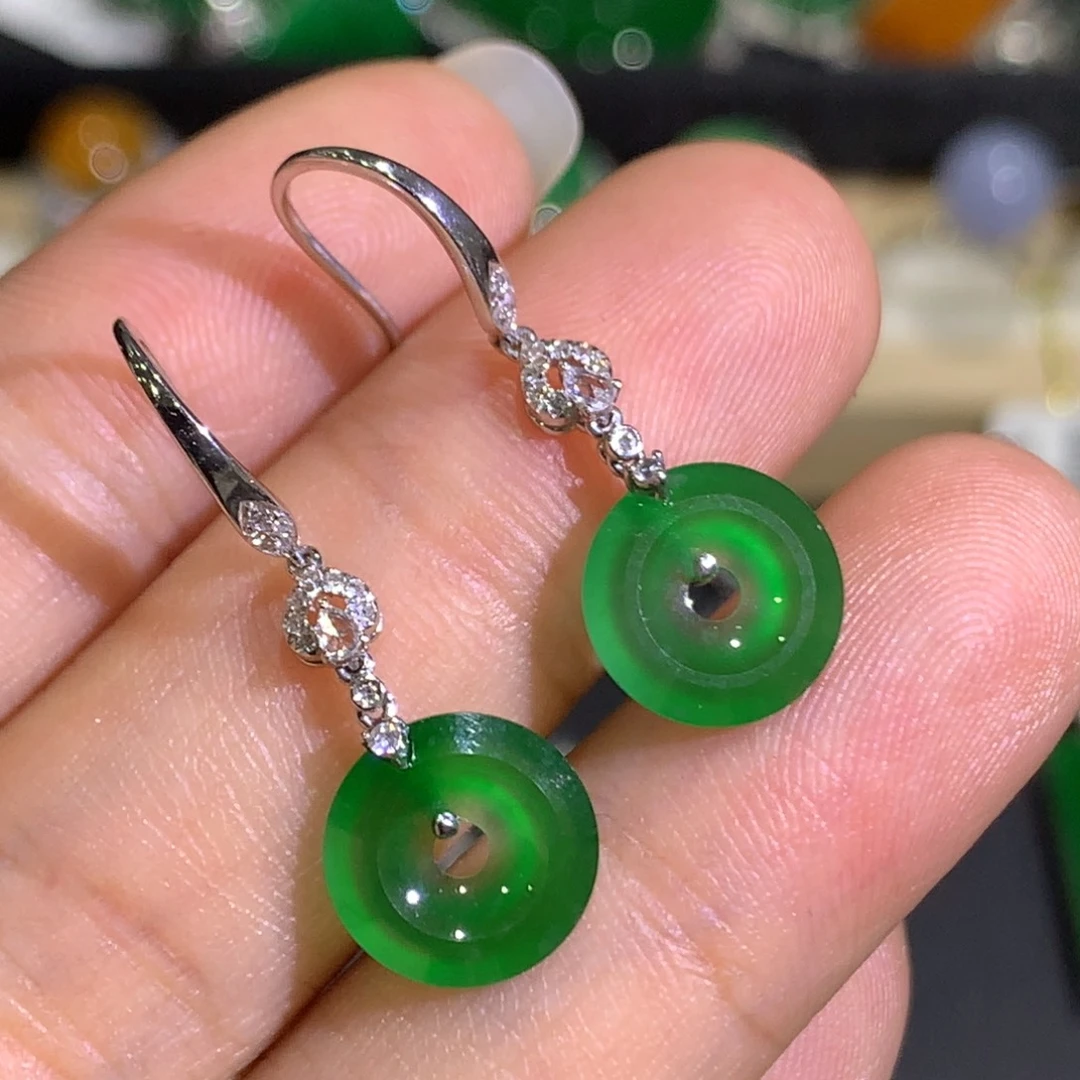 翡翠耳饰18K金镶嵌E****福8、