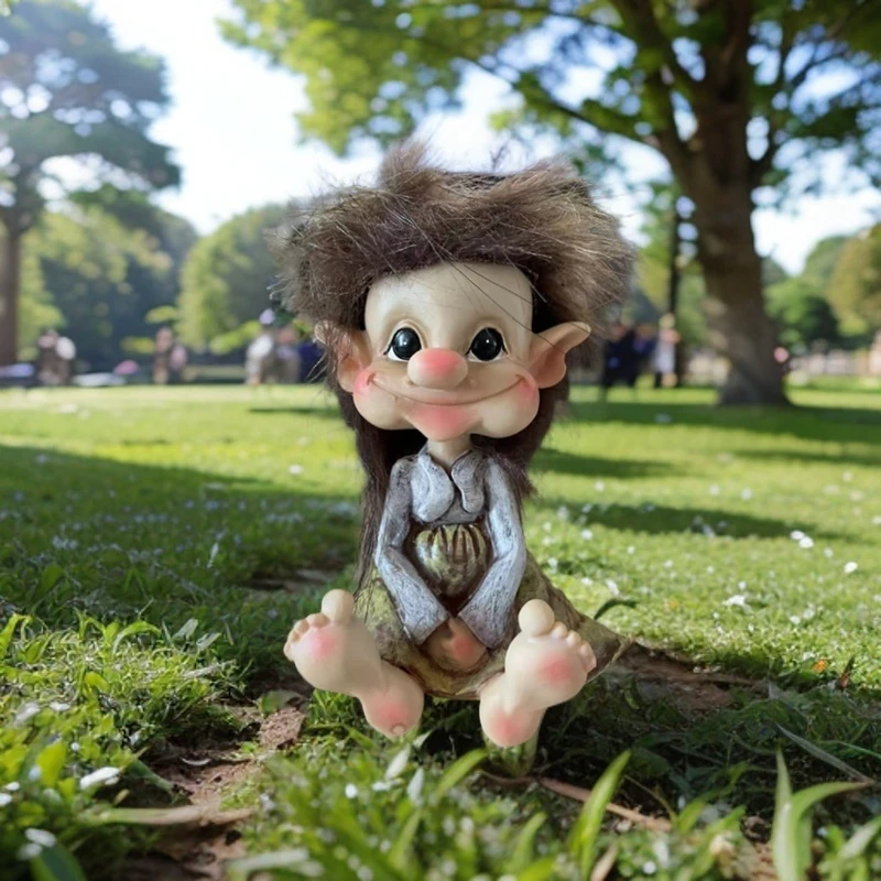 特色中古树脂端坐山妖精致居家摆件手工可爱创意摆设网红个性