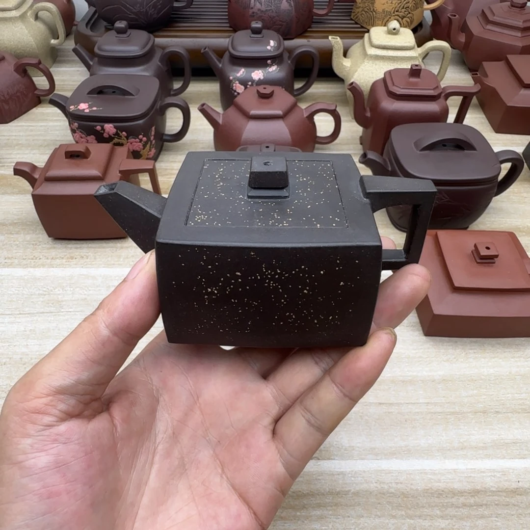 紫泥壶半手工 紫泥。四方壶130毫升