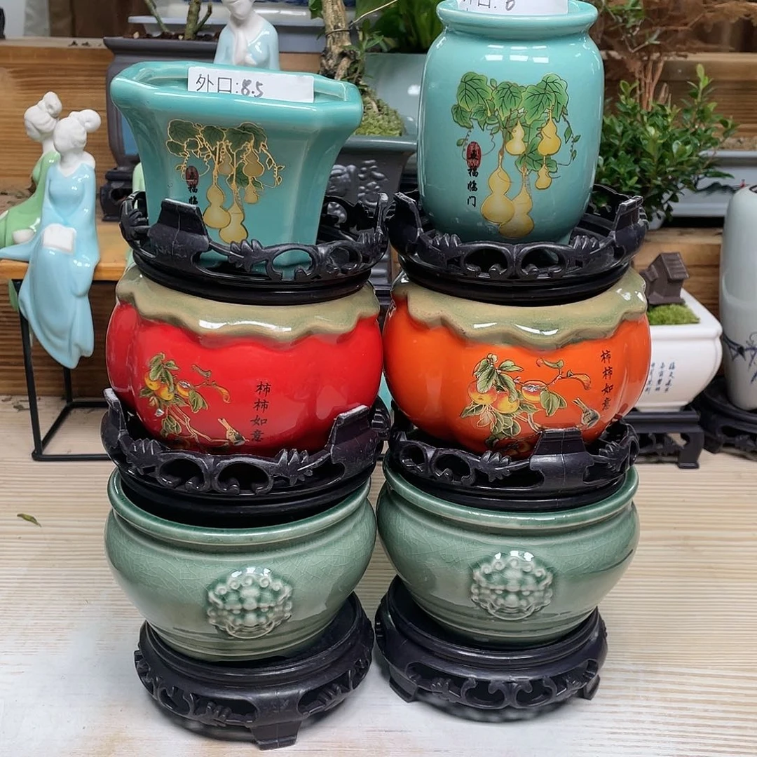 紫砂花盆陶瓷艺术花盆陶瓷