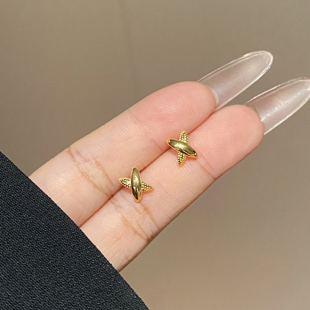 925银耳饰 X耳钉设计精致小巧设计百搭insA2998