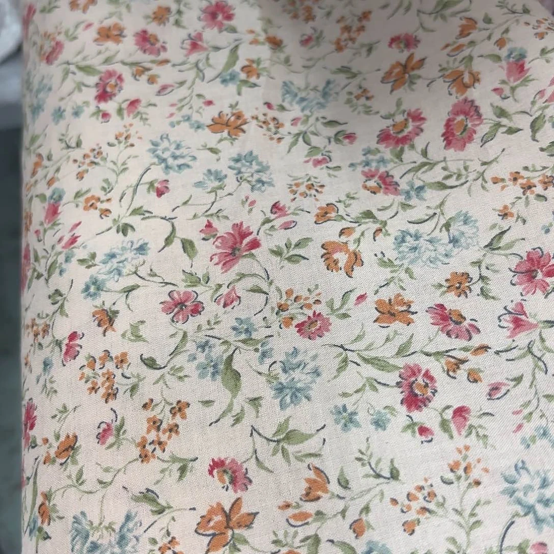 棉双日新款60支卡其色小花半米