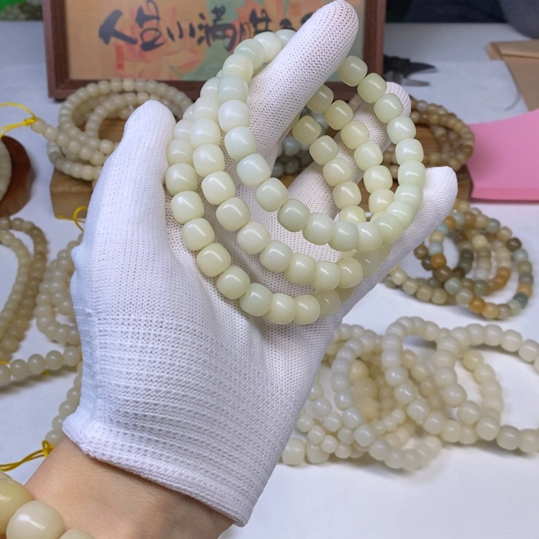 菩提根/象牙果手串卡10清水绿手串原生态干磨一条