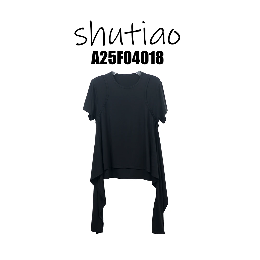 【SHUTIAO】2025夏季：新款小众设计款T恤A25F04018