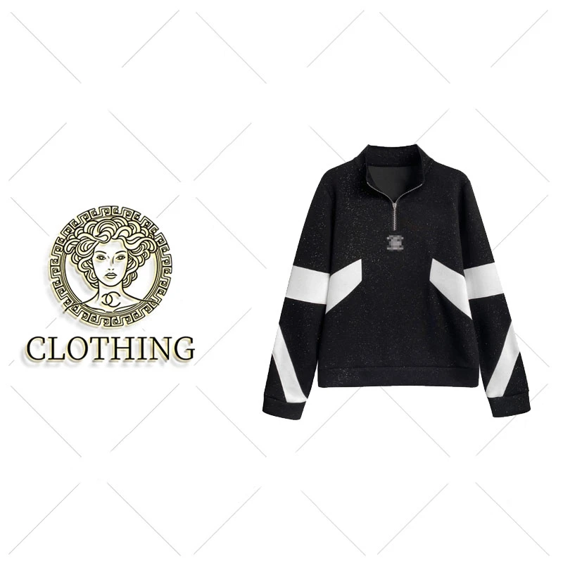 【CLOTHING/原创设计】68061#时尚百搭拼接烫钻卫衣2025秋显瘦上衣