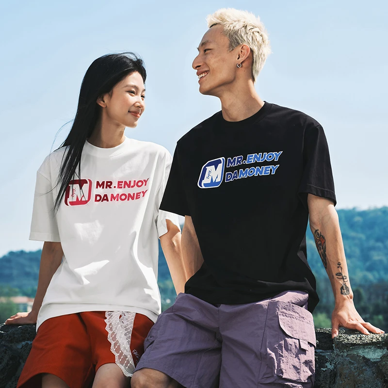 MEDM25SS大M胶印速干短袖T恤男2025新款夏季圆领上衣女美式体恤潮