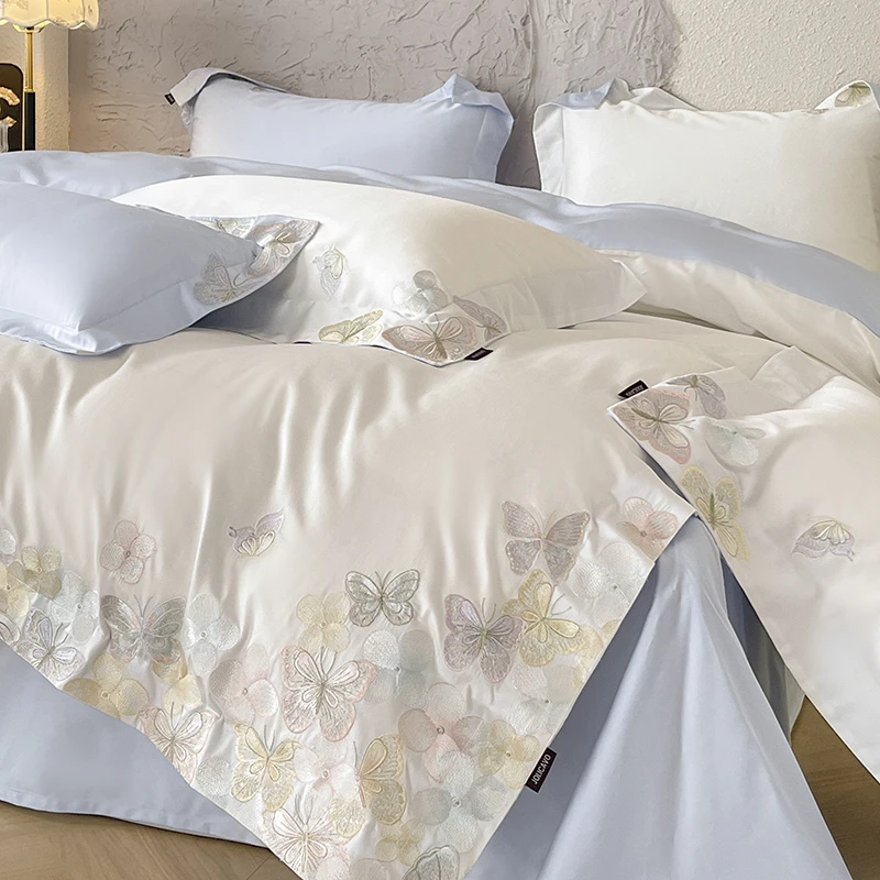 高级A类长绒棉纯棉四件套全棉刺绣被套床单床笠南通家纺床上用品