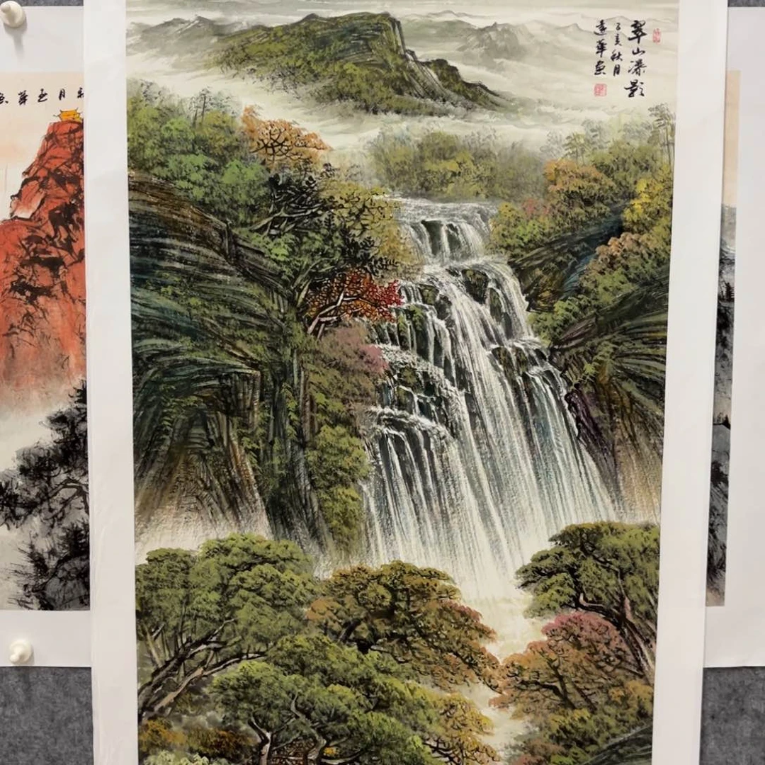 国画陆远华老师国画山水画飞瀑图
