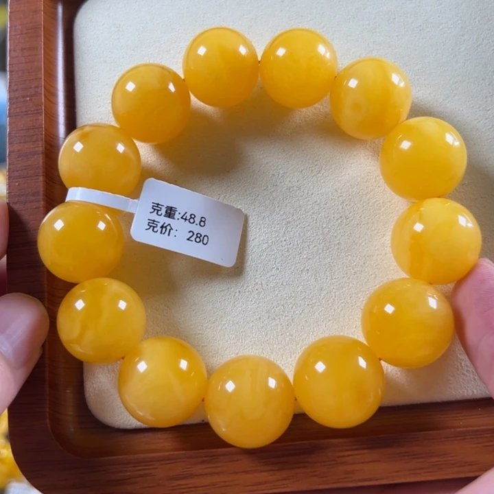 琥珀颈饰未镶嵌19mm精工焦皮同料圆珠