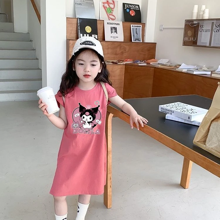 YeeHoO英氏【断码】女童库洛米开叉连衣裙夏季新款女孩卡通可爱休