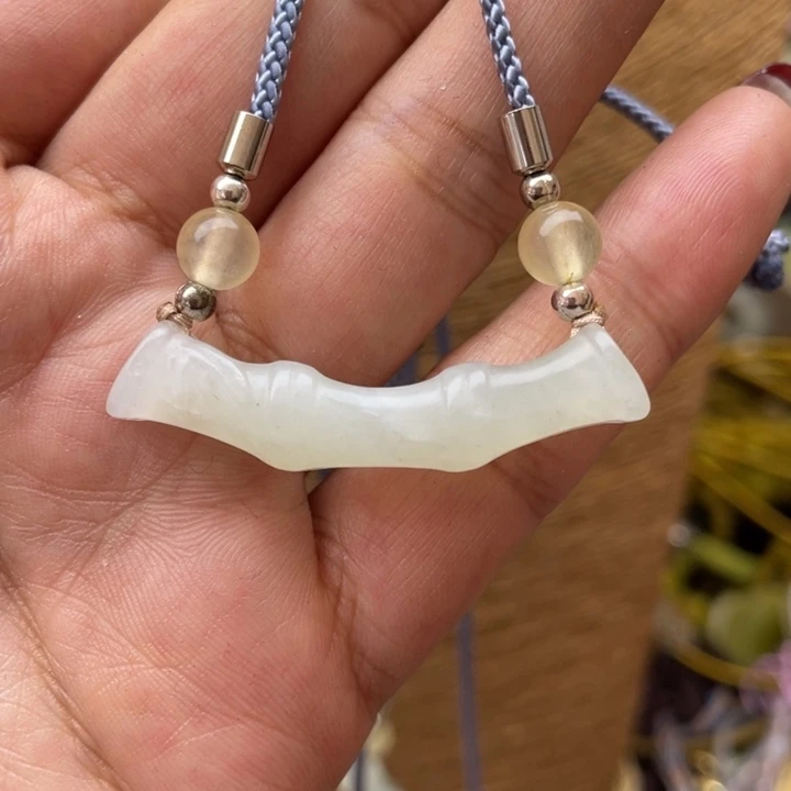 蛇纹石玉吊坠银S925镀金镶嵌