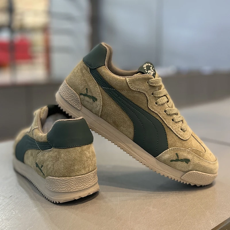 奥莱【撤柜捡漏】2025年爆款男鞋阿甘鞋翻毛真皮板鞋轻便软底德训鞋