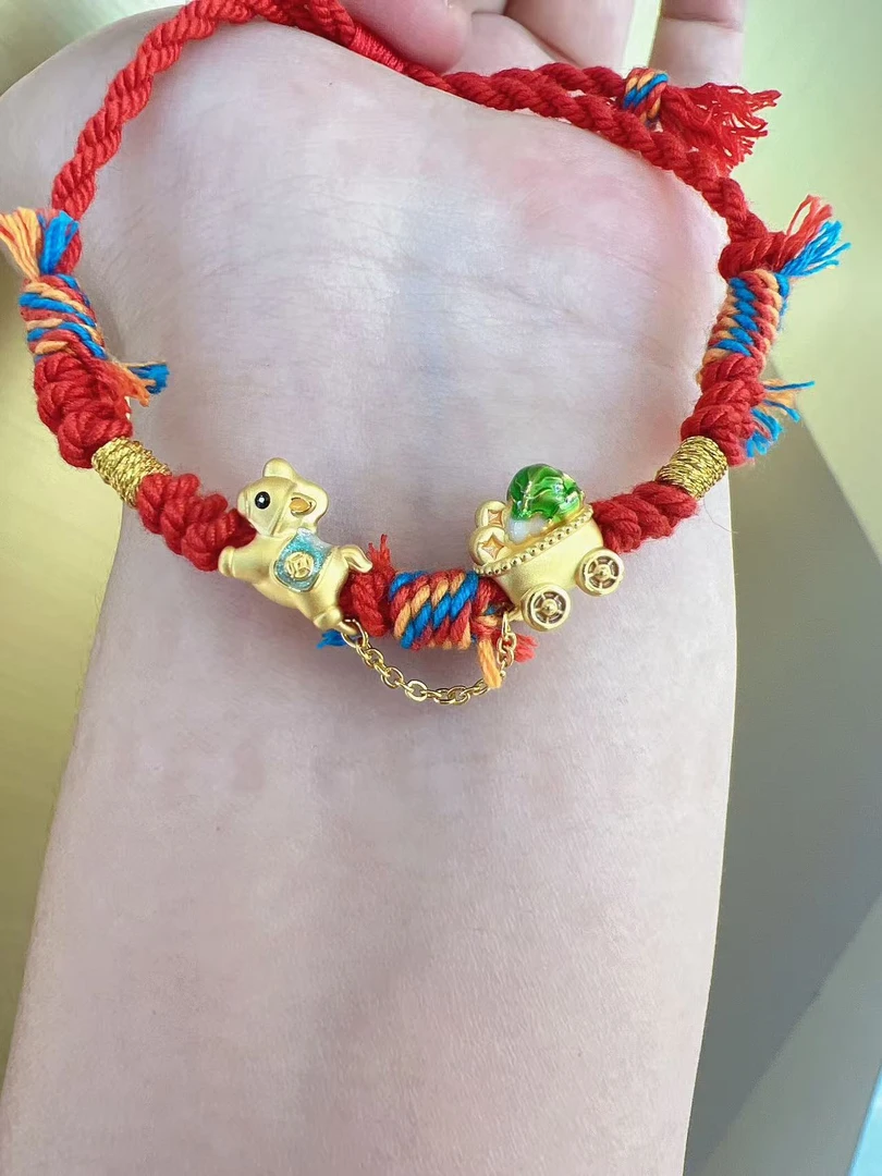 足金999小马拉车百财（白菜）本命年转运手绳可调节