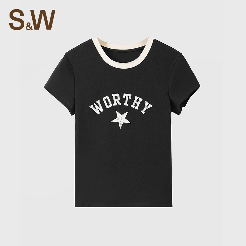 【小煎饼专属】SW速惟夏季美式字母t恤时尚打底百搭健身运动t恤4422