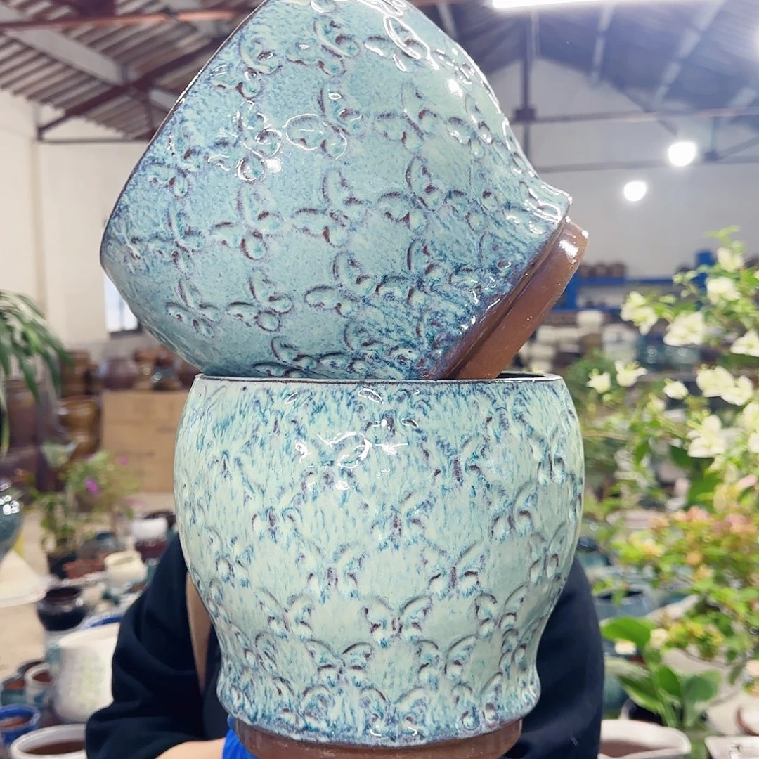 紫砂花盆高19口18