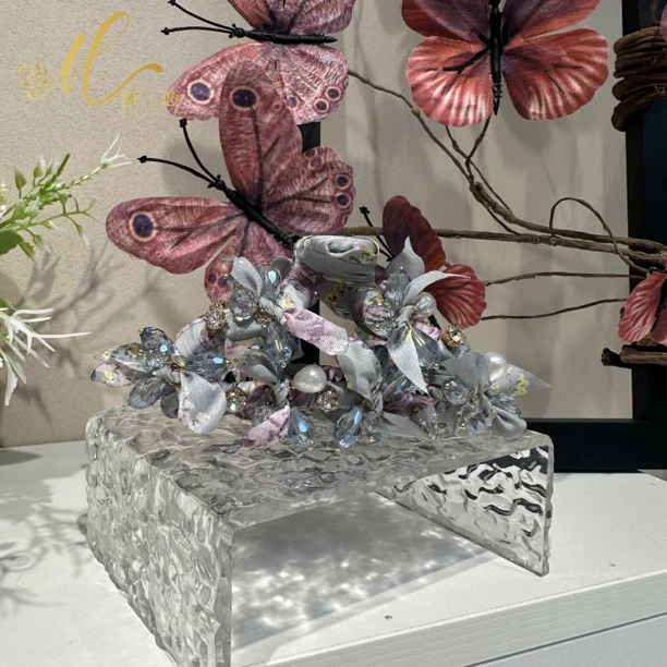 E284【11cm蓝色抓夹】发饰气质超仙头饰手工