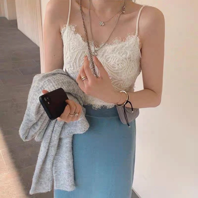 789#别致蕾丝小吊带背心女设计感小众外穿美背抹胸内搭性感上衣