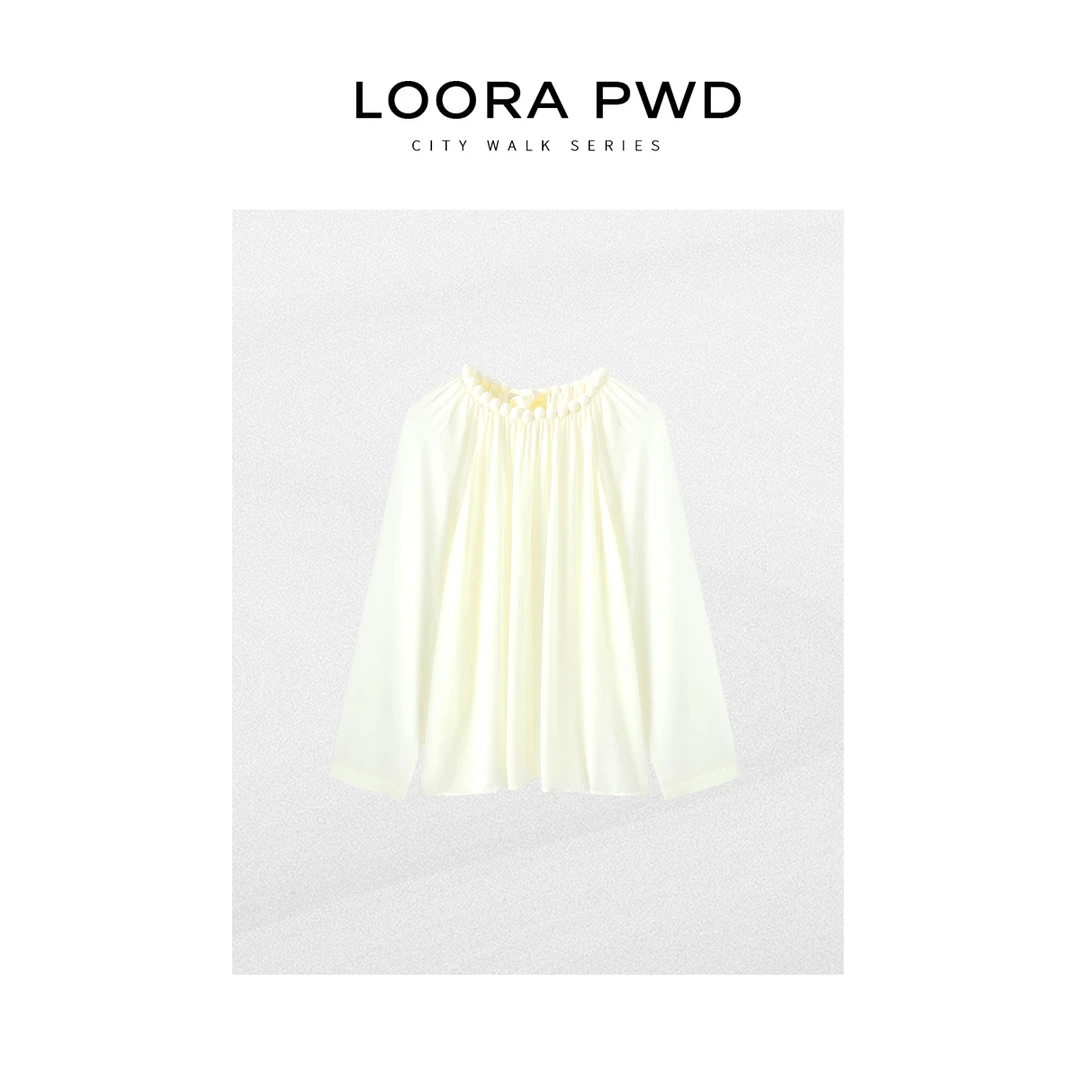 LOORAPWD/罗拉密码 2025新款夏季时尚圆领褶皱上衣25CJBA0110N