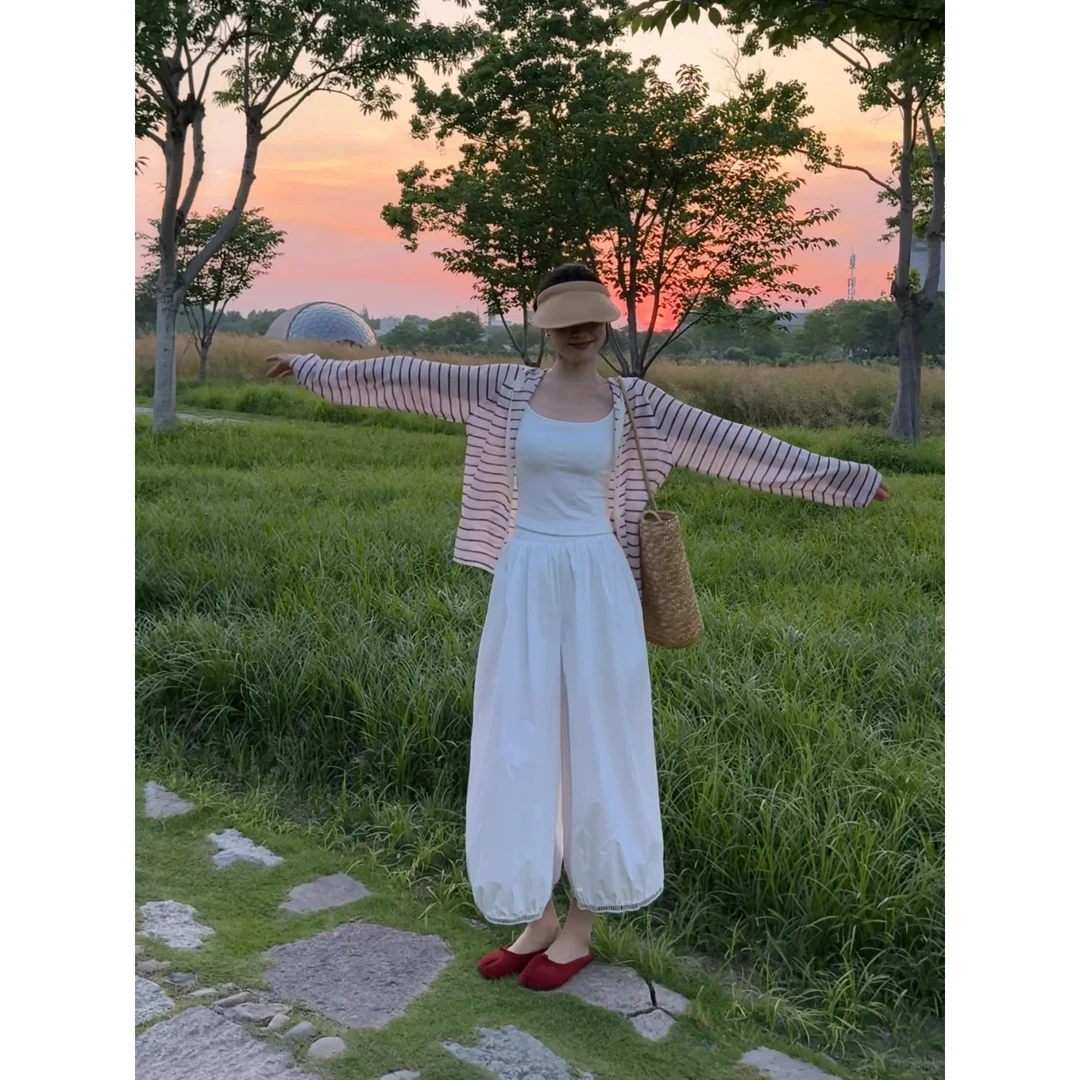 网红洋气炸街多巴胺风格纯欲风女装气质休闲百搭上衣白色裤子套装