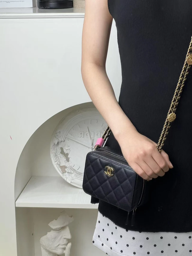 99新 Chanel/香奈儿 相机包限定链条黑金荔枝牛/甄选