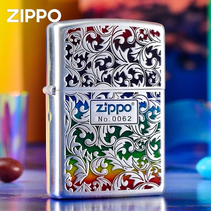 ZIPPO/之宝打火机正品熏银彩虹唐草富贵花原装正版送男友礼物DYJ1