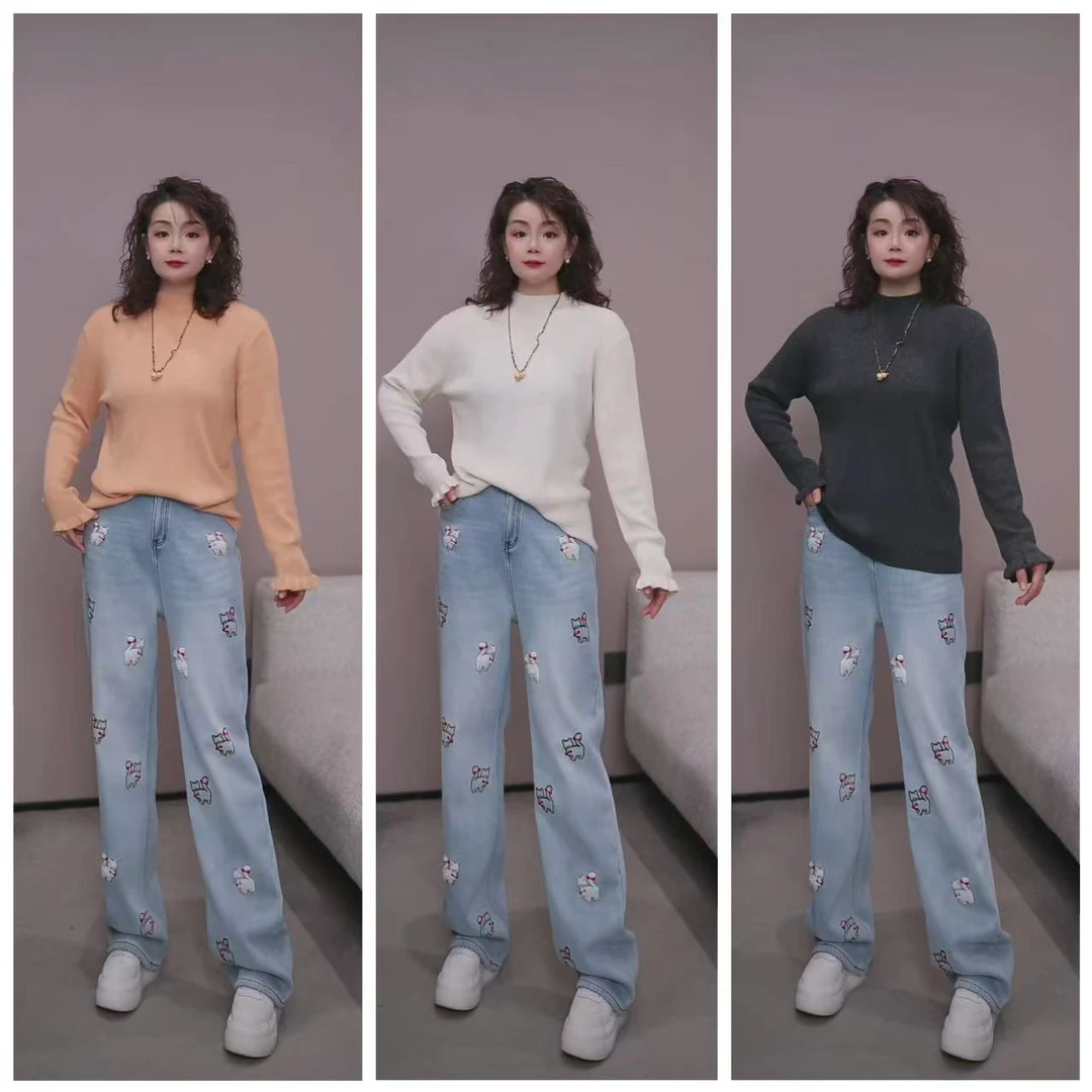 【高品质～正肩花边袖羊毛打底衫】XP 890