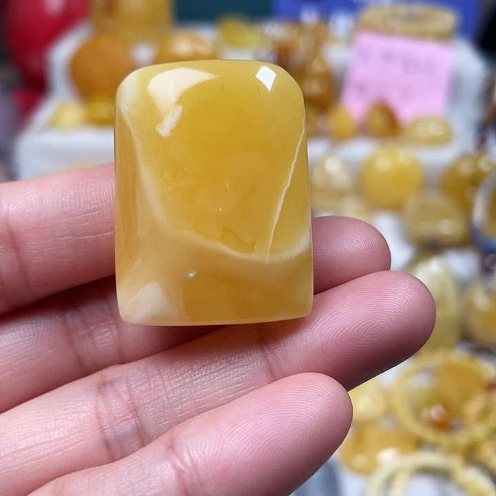 未镶嵌蜜蜡裸石白花蜡无事牌