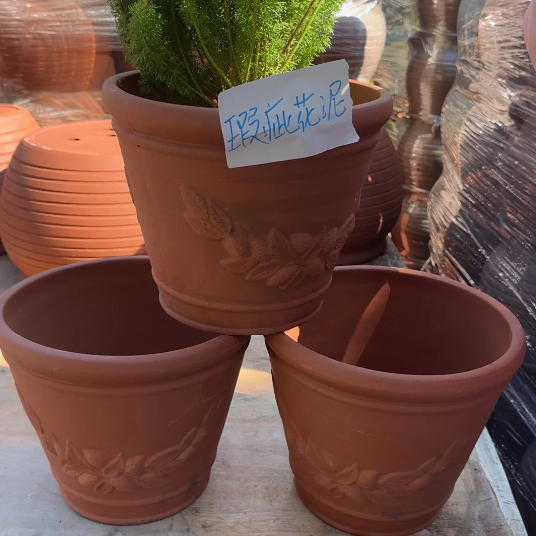 紫砂花盆口30高24宜兴紫砂瑕疵粗糙花泥
