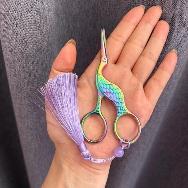 复古仙鹤造型不锈钢茶叶剪十字绣线头剪刀工具手工可爱家用学生