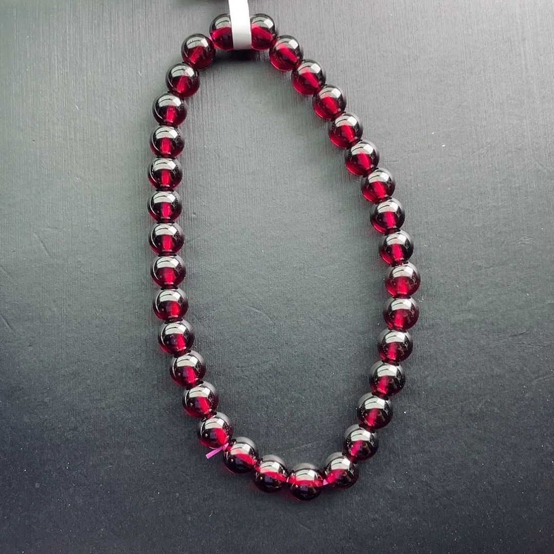 石榴石手链未镶嵌5.8毫米三圈酒红