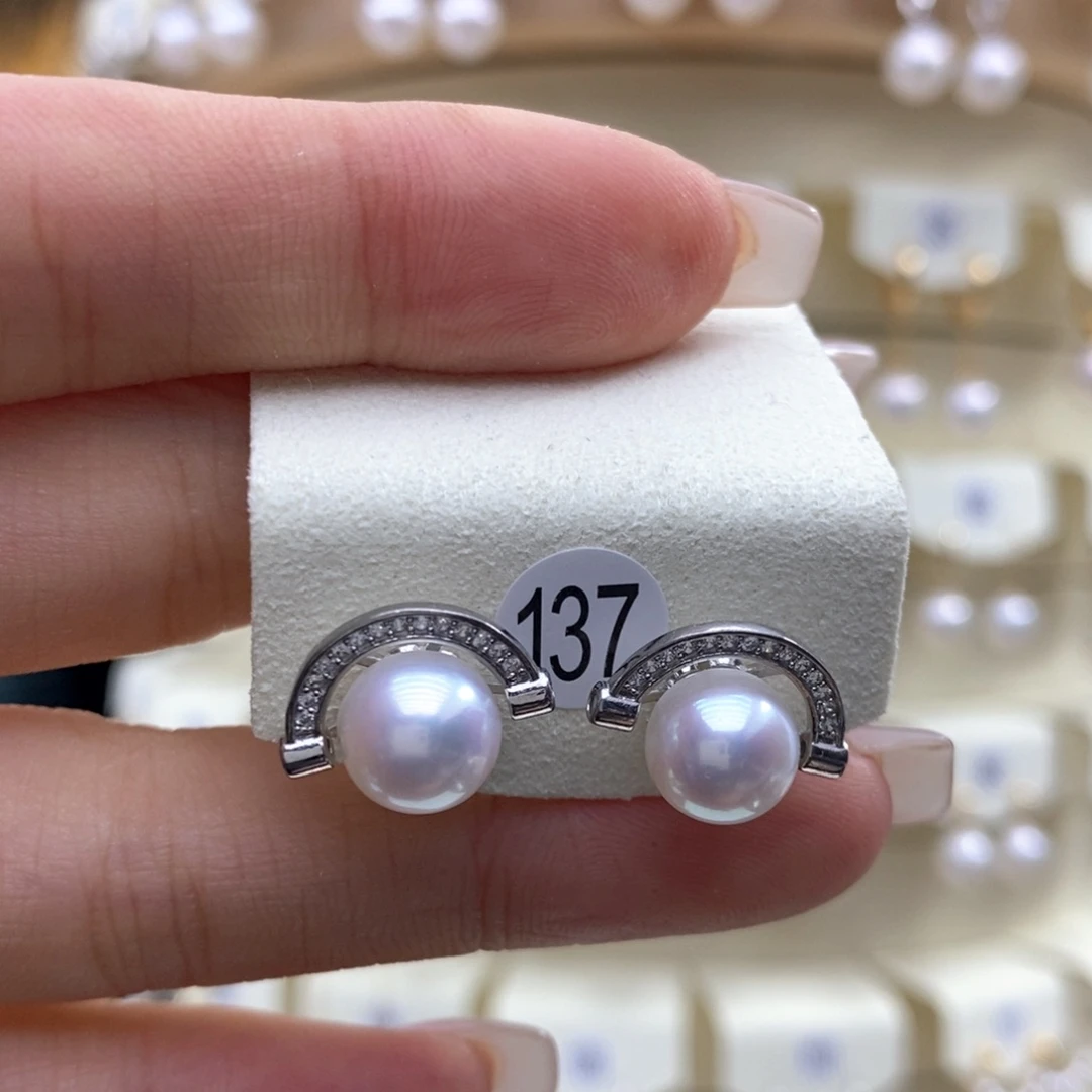 淡水珍珠耳饰银S925镶嵌