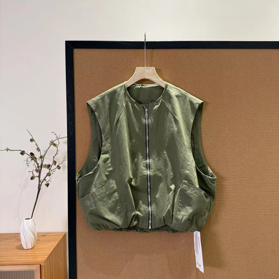 喜樂  2025纯棉南瓜款拉链马甲背心秋季新款时尚百搭休闲简约纯色