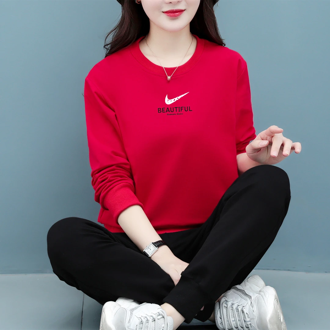 N1KE官网休闲运动服套装女士春秋季长袖卫衣宽松显瘦跑步两件套棉