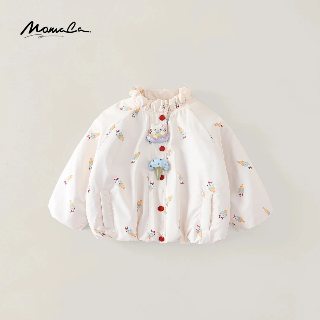 MOMOCO冬季新款女童洋气可爱加棉加厚冰淇淋棉服外套77830138009