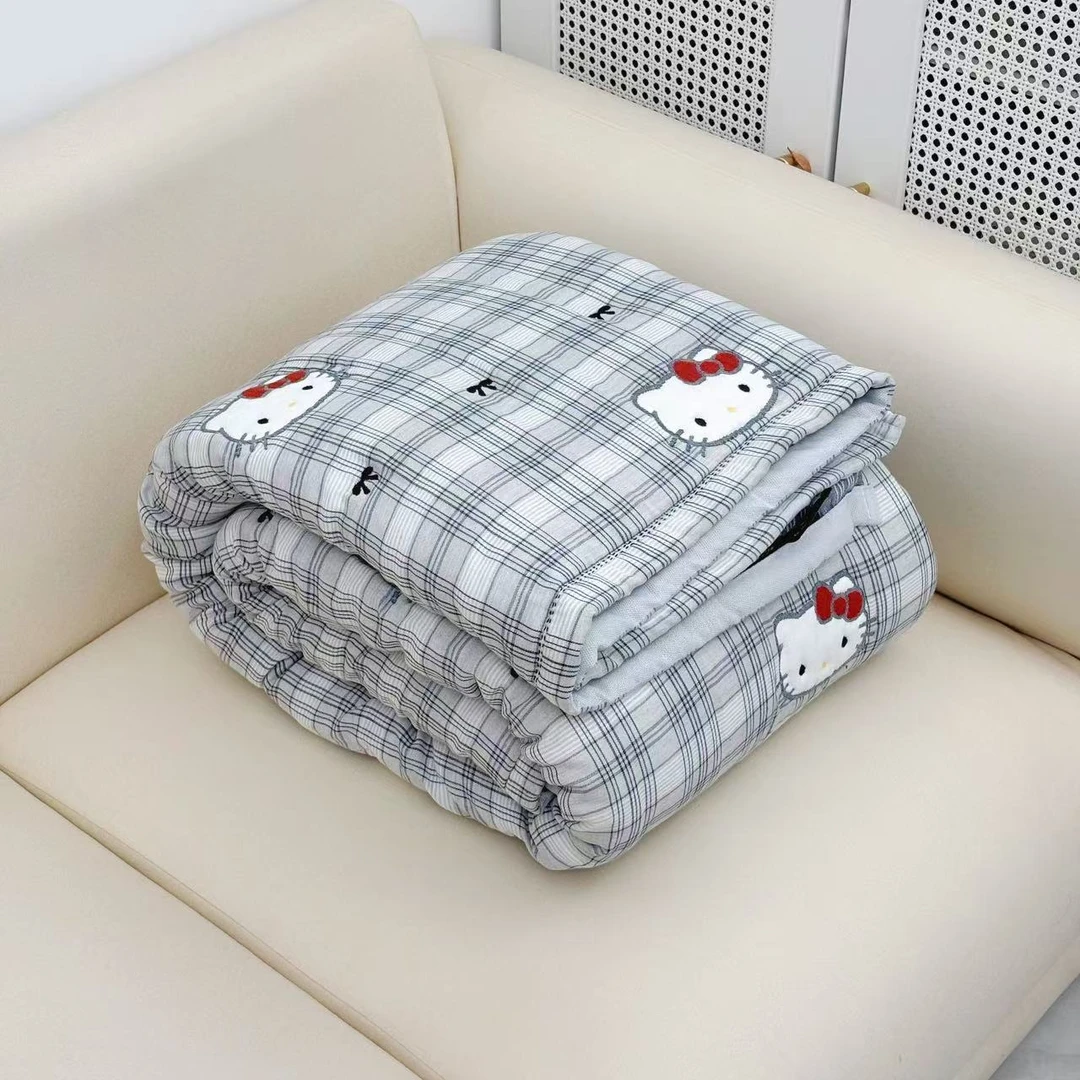 【京会社】双层纱冬被150*200 蝴蝶猫灰色