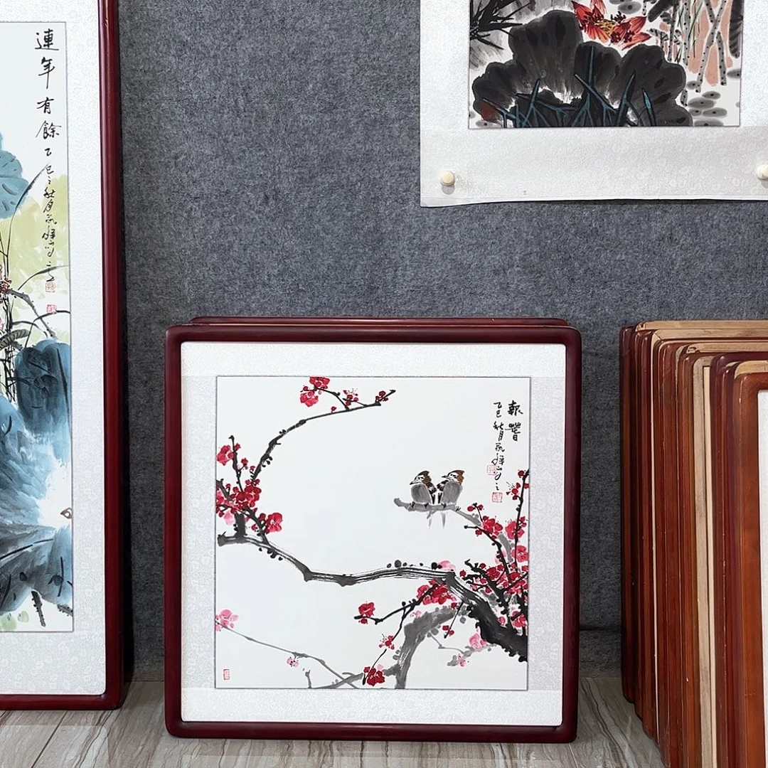 国画书画作品带框63×63