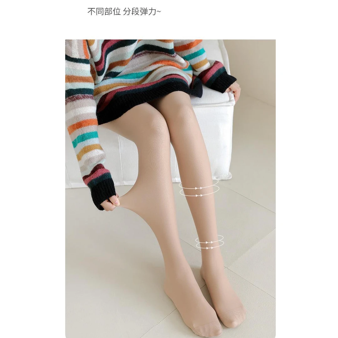 春夏季薄款女士优质高弹力可外穿高腰打底连袜裤01854-A简约