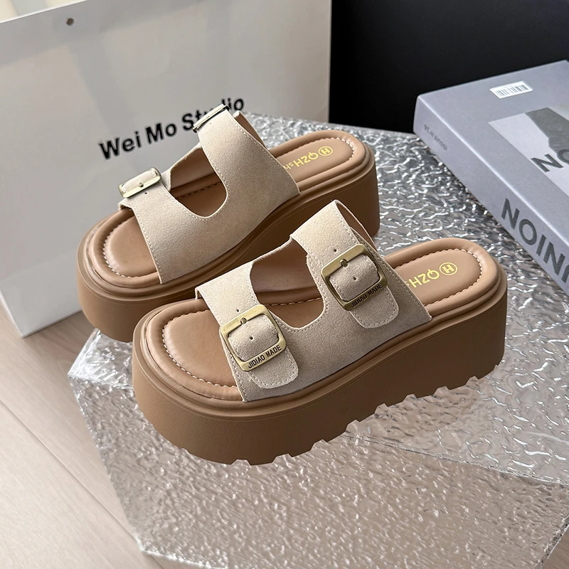 超火勃肯鞋厚底拖鞋女夏外穿2025新款松糕沙滩鞋高跟凉拖鞋配裙子