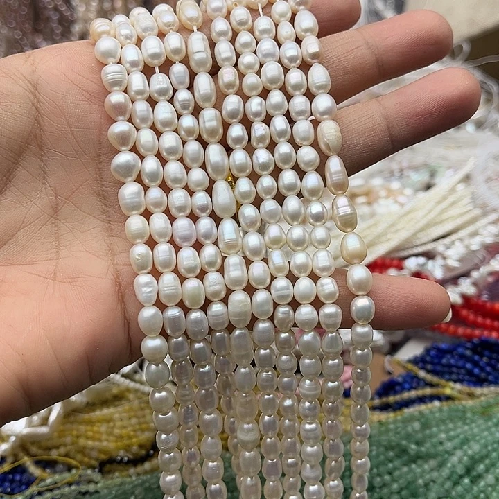 珠宝半成品淡水珍珠未镶嵌一条6mm极光米珠珍珠